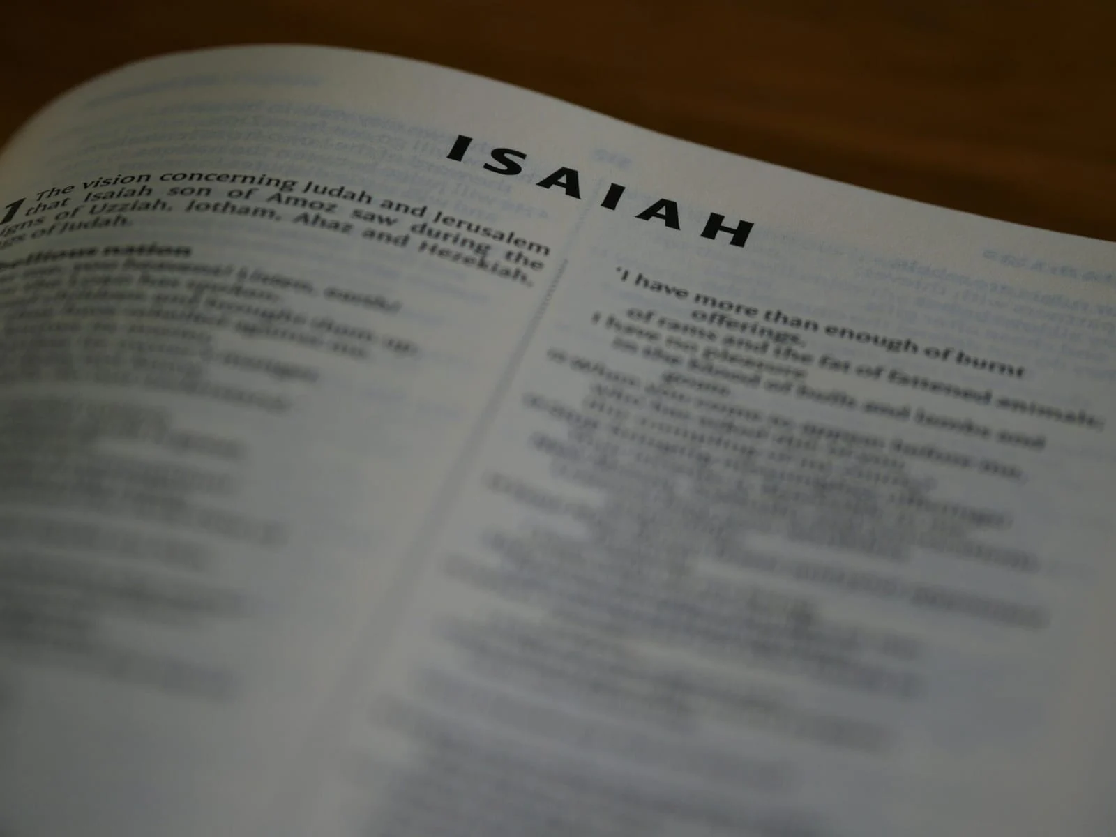 A Bible open to the book of Isaiah