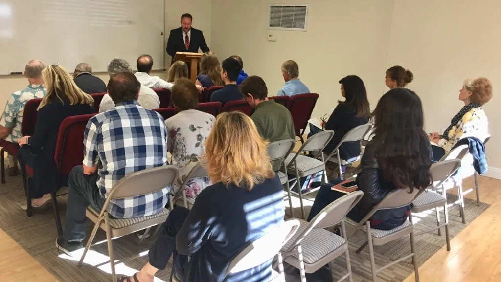 Adults seated for a Sunday school class